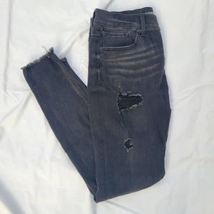 Express black mid-rise ripped distressed skinny jeans